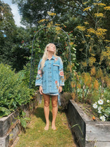 Wildflower Embroidered Denim Belted Jacket