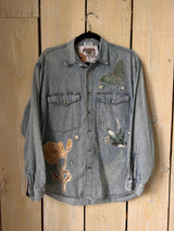 ‘You Got This’ Patchwork Denim Shirt M