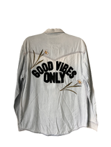 ‘Good Vibes Only’ White Poppy Shirt M