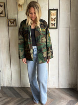 Pink Boho Embroidered Camo Jacket S/M