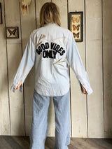 ‘Good Vibes Only’ White Poppy Shirt M