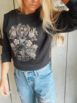 'High on Life' Fleece Lined Crop Sweatshirt