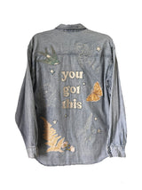 ‘You Got This’ Patchwork Denim Shirt M