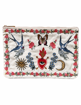 Midsummer Embroidered Cotton Pouch