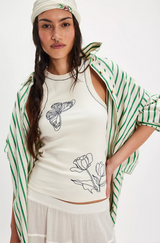Butterfly Tulip Tank Top- Gardenia