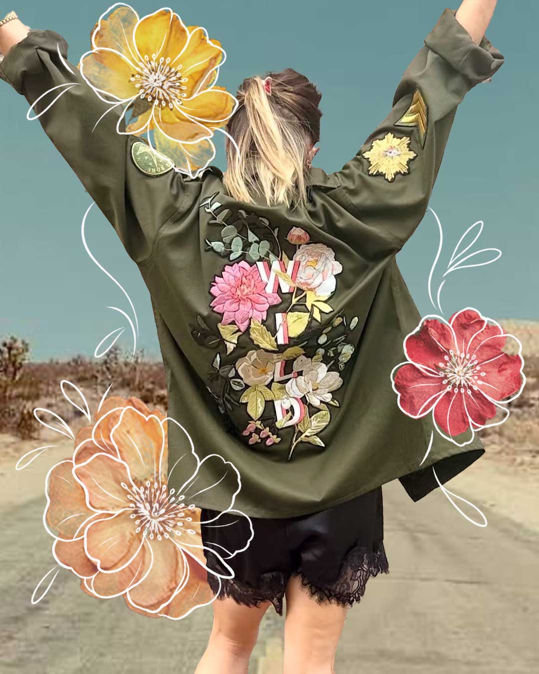 'Wild' Embroidered Army Jacket