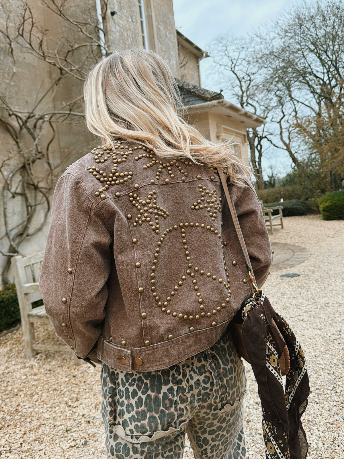 Brass Heart Studded Canvas Jacket