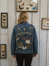 'Happy' Embroidered Denim Jacket
