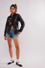 Juliette Embroidered 100% Leather Jacket