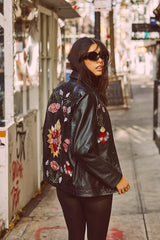 Juliette Embroidered 100% Leather Jacket