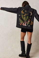 Mushroom and Moon Black Denim Jacket