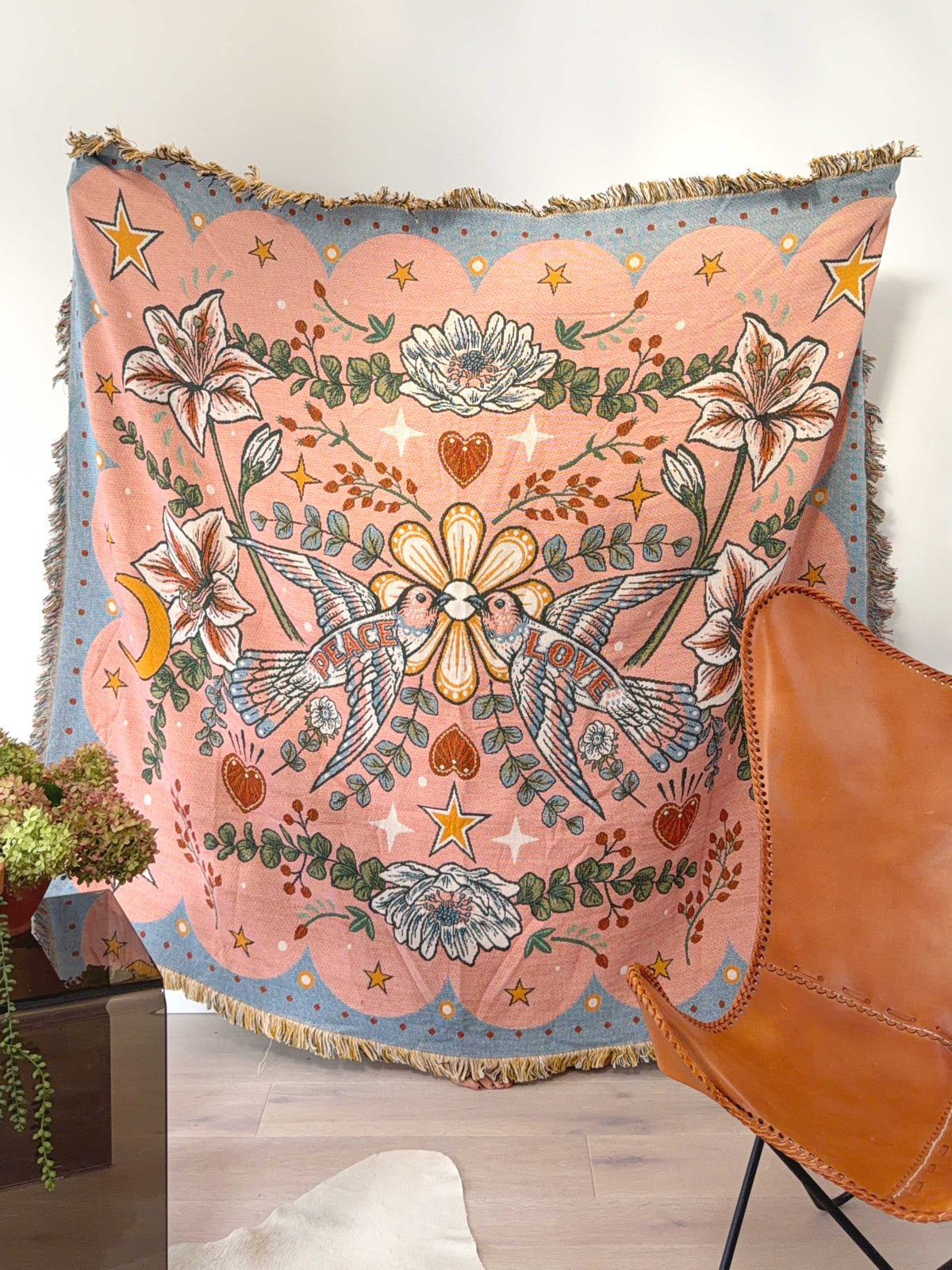 Love Birds Woven Cotton Throw