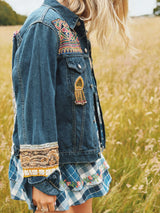 Midnight Dreamer Embellished Denim Jacket - Medium