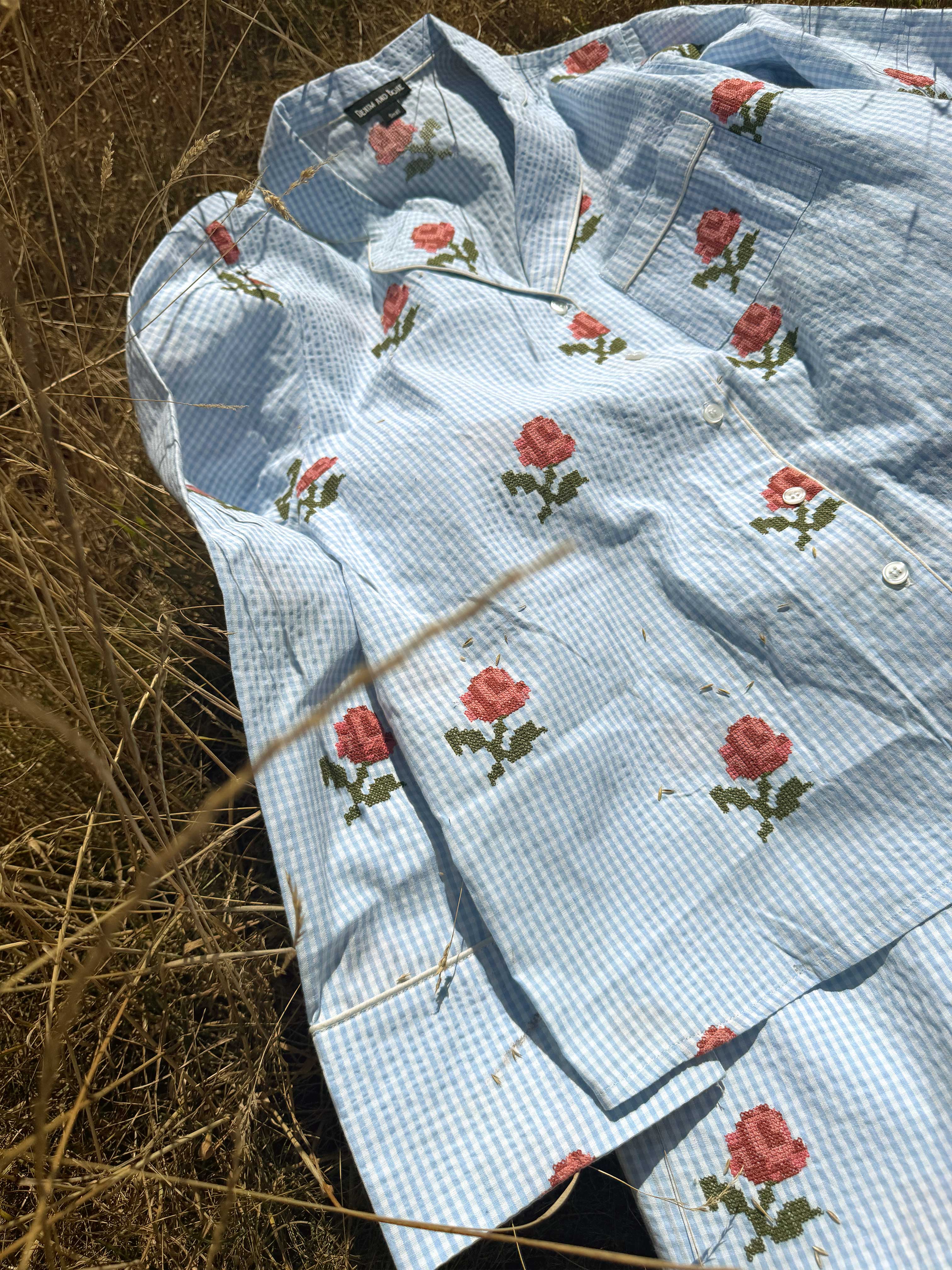 English Rose Embroidered Gingham Pyjamas