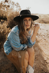 'Follow Your Bliss' Embroidered Denim Jacket