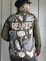 'Dreamer' Embroidered Khaki Jacket