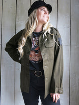 'Dreamer' Embroidered Khaki Jacket