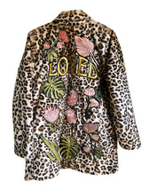 Boho Botanicals 'Loved' Embroidered, Leopard Print, Faux Fur Coat
