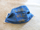 'Love Will Win' Embroidered Cotton Face Mask