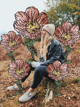 'Love' Peony Embroidered Beanie