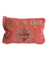 'You Got This' Sacred Heart Embroidered Velvet Pouch