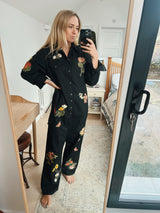 Navy Floral Patchwork Jumpsuit - XL