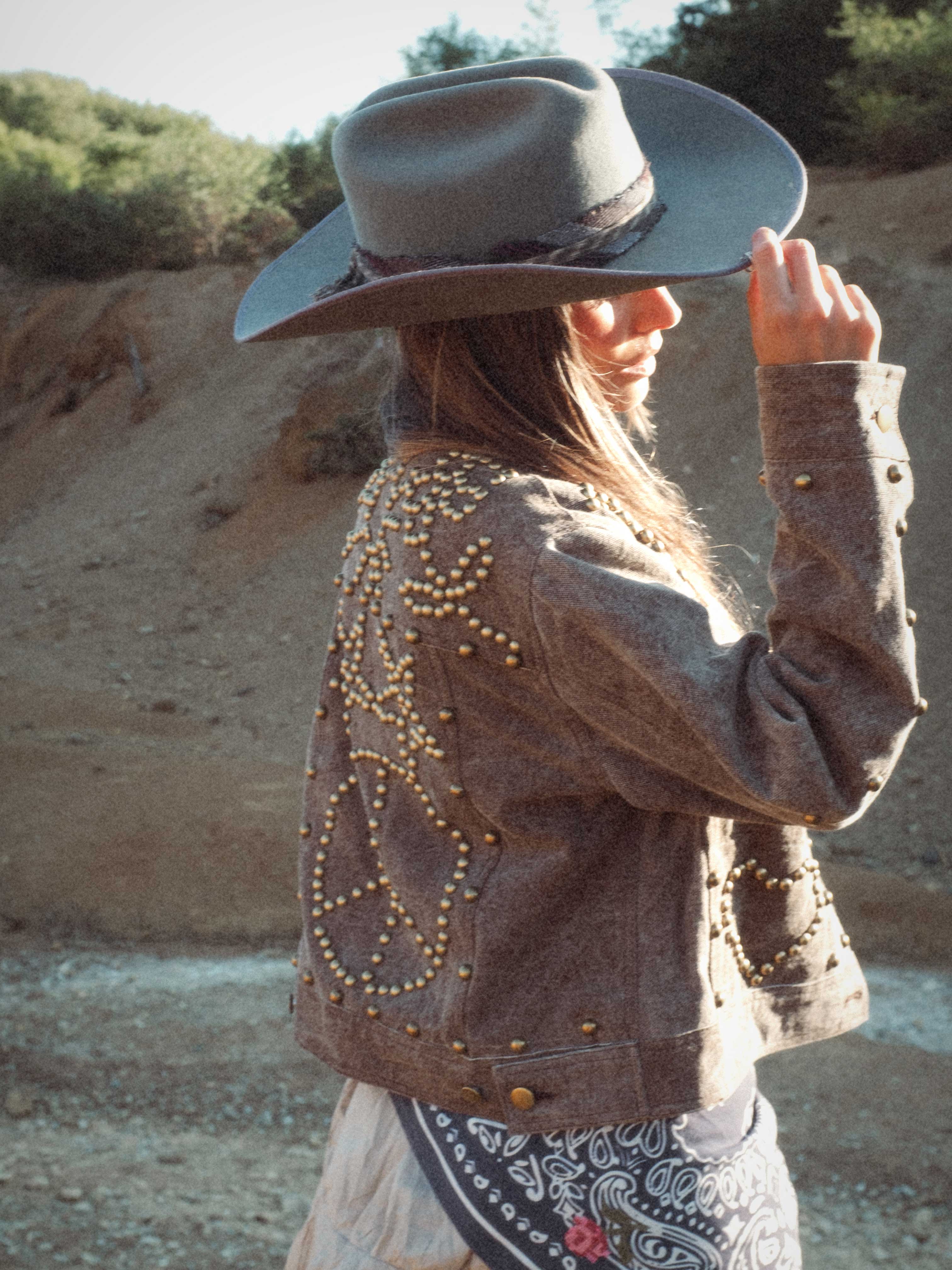 Brass Heart Studded Canvas Jacket