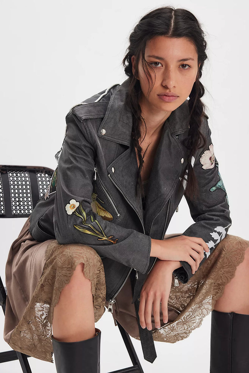 Patchwork Moto 100% leather Jacket