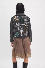 Patchwork Moto 100% leather Jacket
