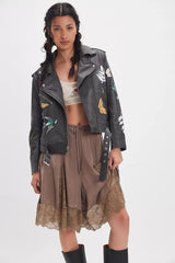 Patchwork Moto 100% leather Jacket