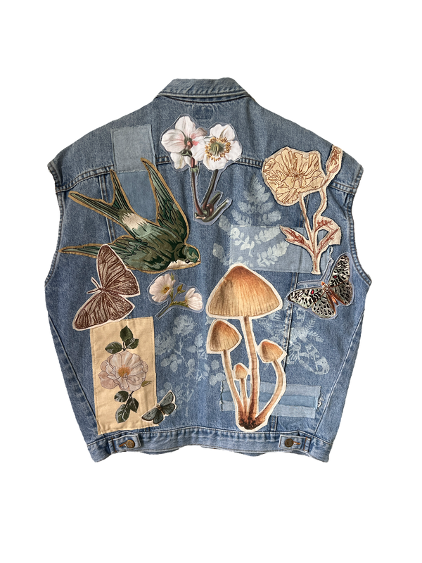 Patchwork Botanical Denim Gillet - M/L