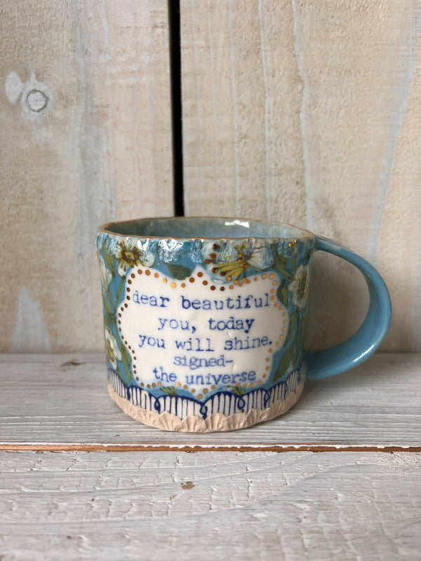 'Dear Beautiful You' Floral Ceramic Mug