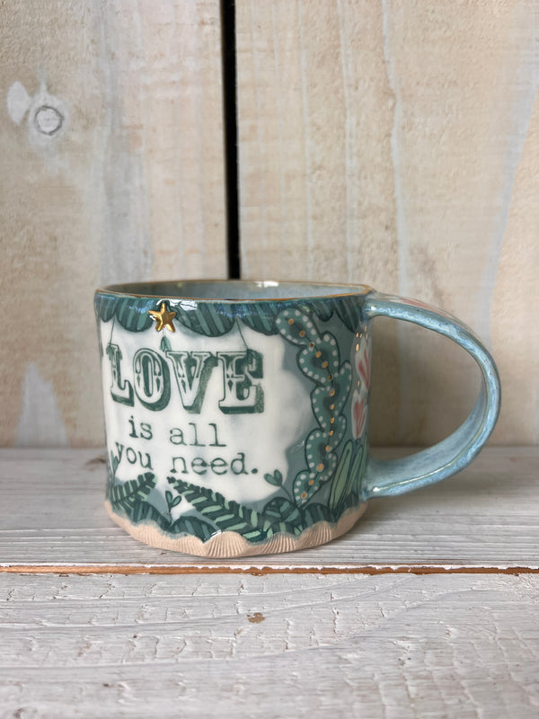 'Love Is All You Need' Botanical Ceramic Mug