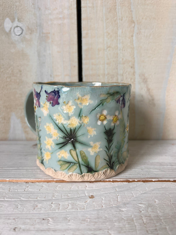 'Beautiful You' Pressed Floral Ceramic Mug