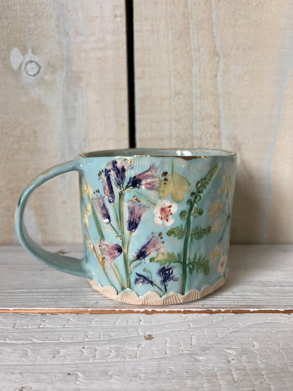 'Beautiful You' Pressed Floral Ceramic Mug