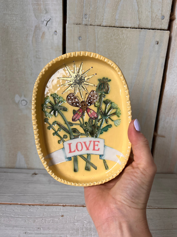 Yellow Bouquet Trinket Dish