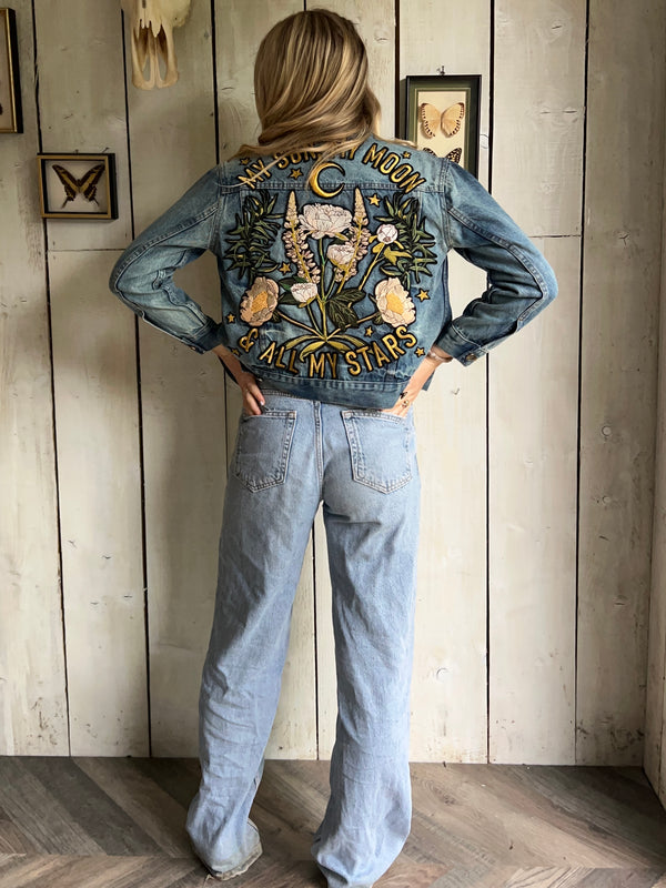 'My Sun My Moon' Embroidered Denim Jacket - XS