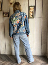 Patchwork Botanical Denim Jacket - XL