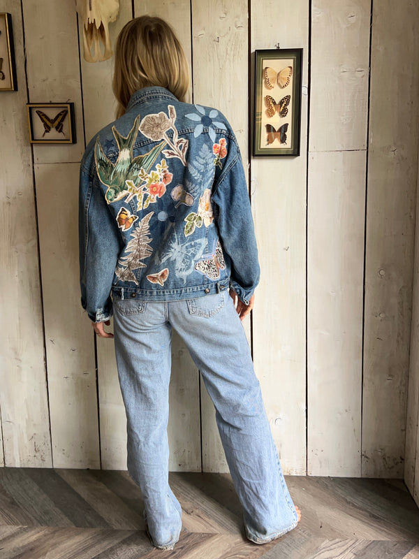 Patchwork Botanical Denim Jacket - XL