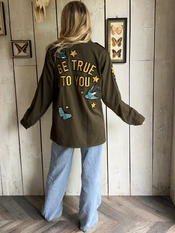 'Be True To You' Butterfly Army Jacket M/L