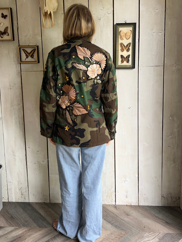 Pink Boho Embroidered Camo Jacket S/M