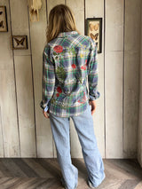 Botanical Embroidered Flannel Shirt M