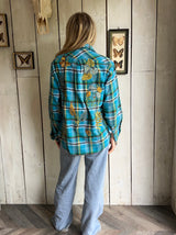 Botanical Embroidered Flannel Shirt M