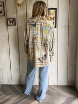 Botanical Embroidered Flannel Shirt L