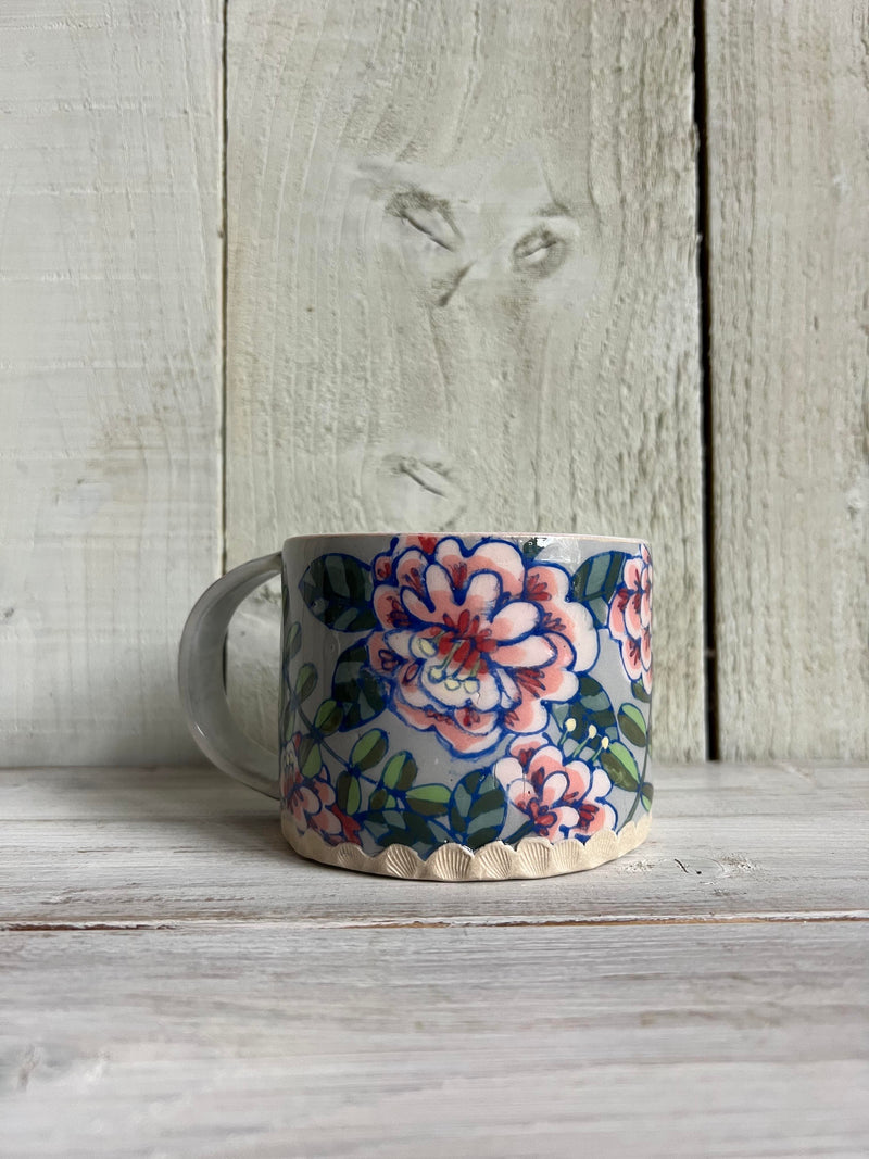 Pink Blooms 'Love' Ceramic Mug