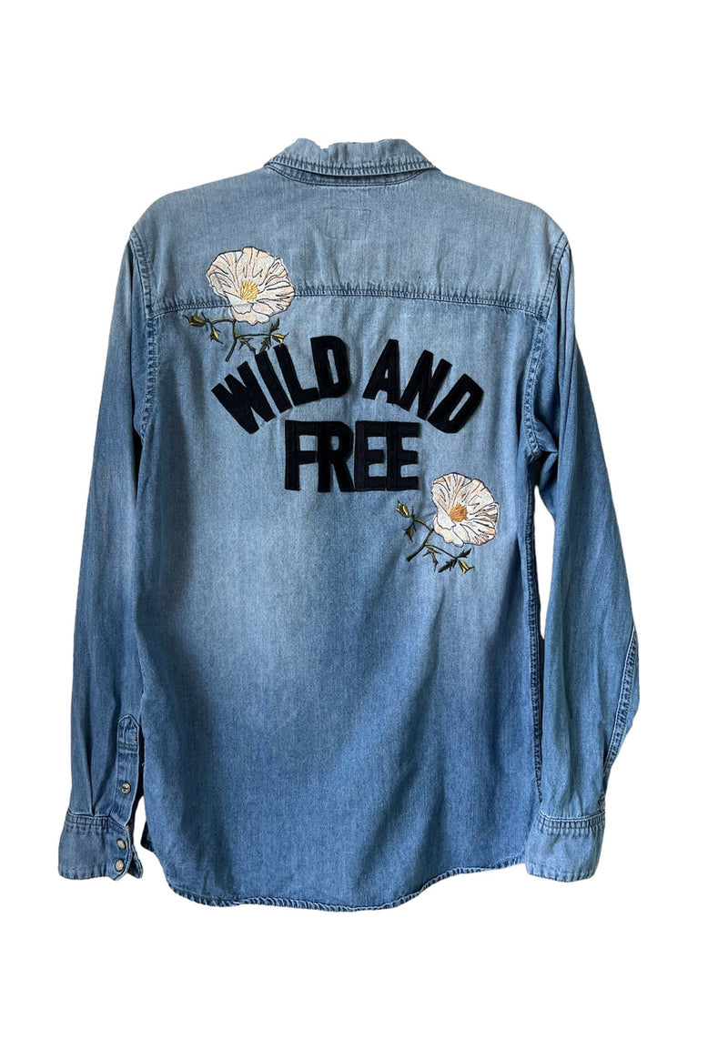 'Wild and Free' Denim Shirt - M