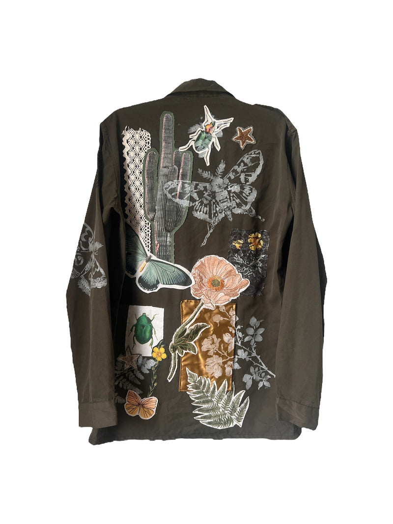 Patchwork Embroidered Khaki Jacket S/M