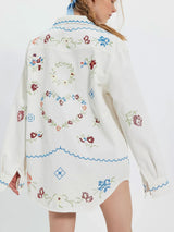 Embroidered Heart Oversized Button Down