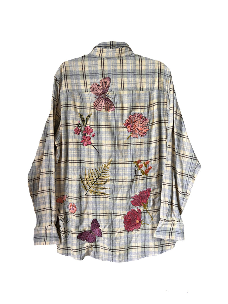 Botanical Embroidered Flannel Shirt M/L