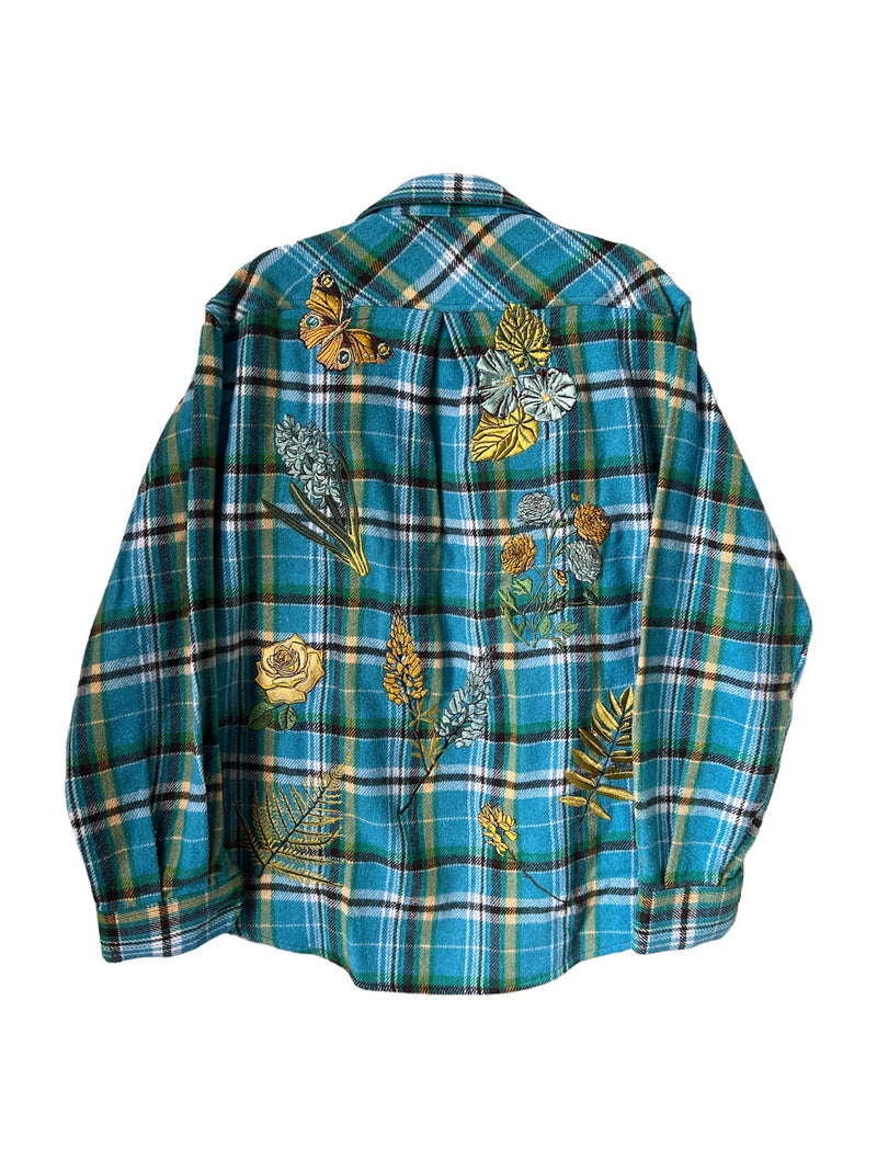 Botanical Embroidered Flannel Shirt M